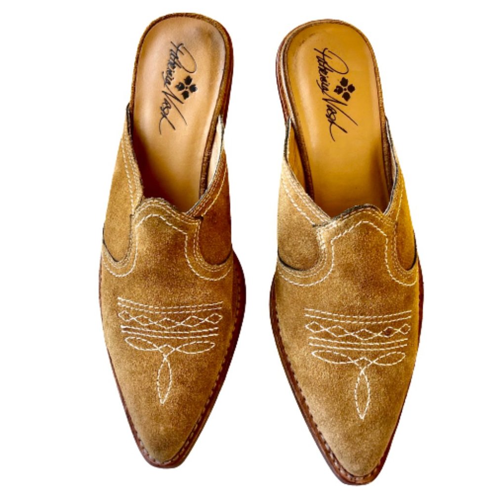 Patricia Nash Mustard Suede Mules with Low Heel - Picture 9 of 15